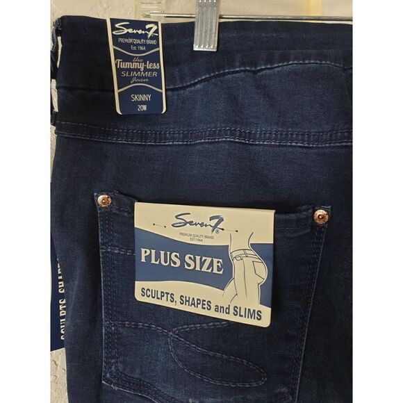 Seven7 Plus Jeans 20W High Rise Curvy Stretch Slimmer Blue Denim Jeans 20W NWT - Picture 6 of 8